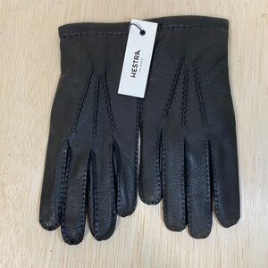 NEW! Hestra Men's Size 9 • Black Deerskin Gloves • Classic Luxury • Wool Lined